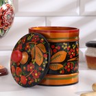 Банка для хранения сыпучих продуктов «Земляничка», кадочка средняя, 8.5×15 см, дерево, хохлома - Фото 2