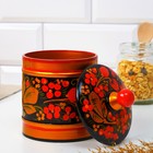 Банка для хранения сыпучих продуктов «Земляничка», кадочка средняя, 8.5×15 см, дерево, хохлома - Фото 6