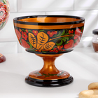 Конфетница на ножке, 14×14 см, дерево, хохлома - Фото 13