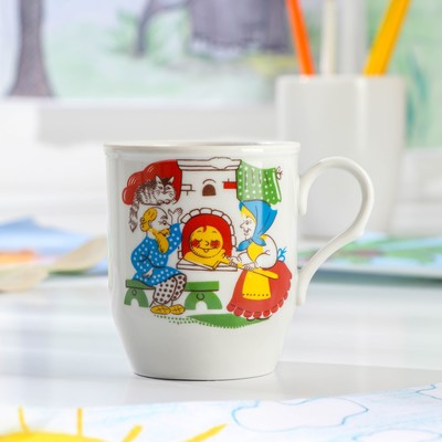 Кружка детская Дулевский фарфор «Русское поле. Весёлый Колобок», 210 мл, d=7 см, белая, рисунок МИКС