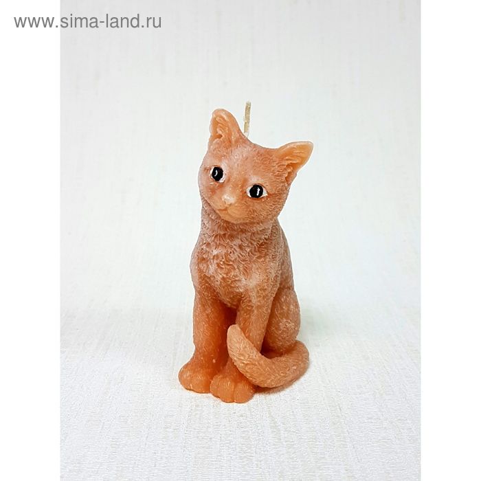 Свеча "Ручная работа" "Кошка" 9,5 см. рыжая - Фото 1