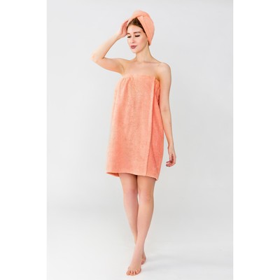 Набор для сауны «Экономь и Я» (полотенце - парео 68×150 см, чалма), цвет персик