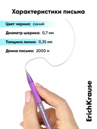 Ручка шариковая ErichKrause R=301 Spring Stick & Grip, узел 0.7 мм, синяя, резиновый упор, МИКС - Фото 3