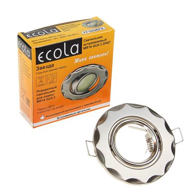 Светильник встраиваемый Ecola DH07, MR16, GU5.3, звезда, 25x88 мм, сатин-хром