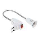 Переходник Ecola, вилка - патрон, E27, 300×40 мм, c выключателем, гибкий, белый - Фото 1