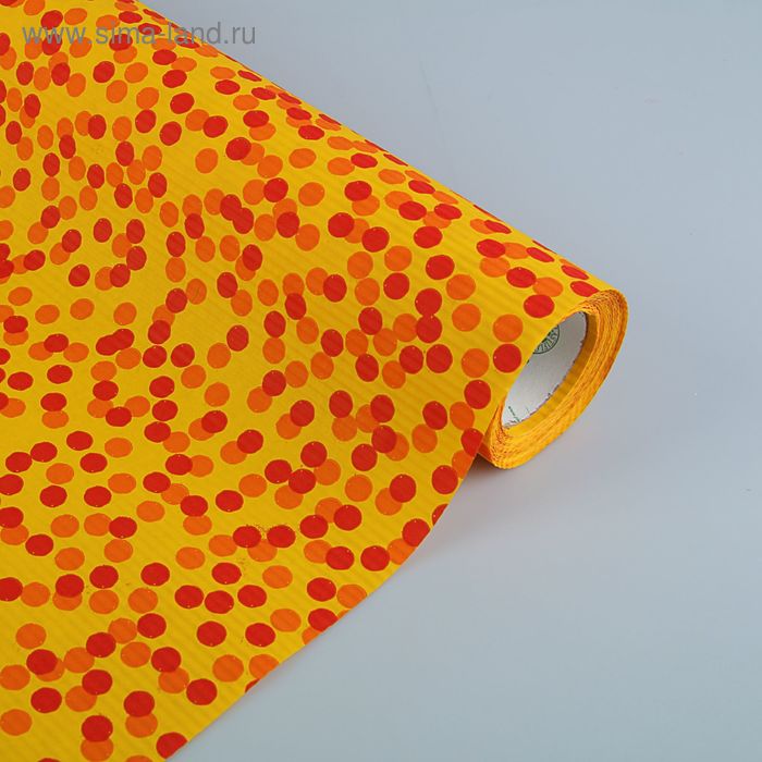 Бумага упаковочная крафт "Горохи", жёлто-красный, 0.5 х 10 м - Фото 1