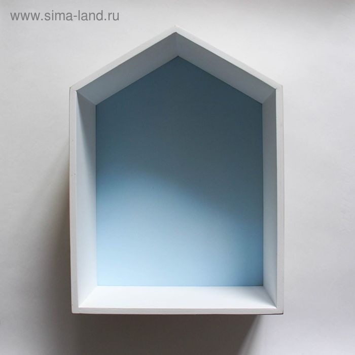 Полка-домик «Порто», деревянная, голубая,  38х28х15 см - Фото 1