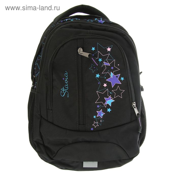 Рюкзак молодёжный Stavia 41 х 27 х 17 см, эргономичная спинка, «Звёзды», чёрный/лиловый - Фото 1