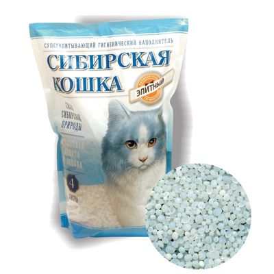 Наполнитель силикагелевый Сибирская кошка  "Элитный" для привередливых кошек, 4л