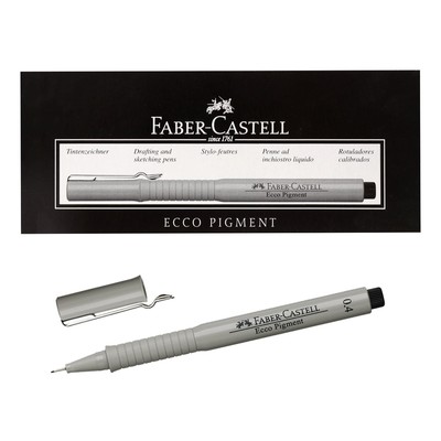 Ручка капиллярная для черчения и рисования Faber-Castell линер Ecco Pigment 0.4 мм, пигментная, чёрная, 166499