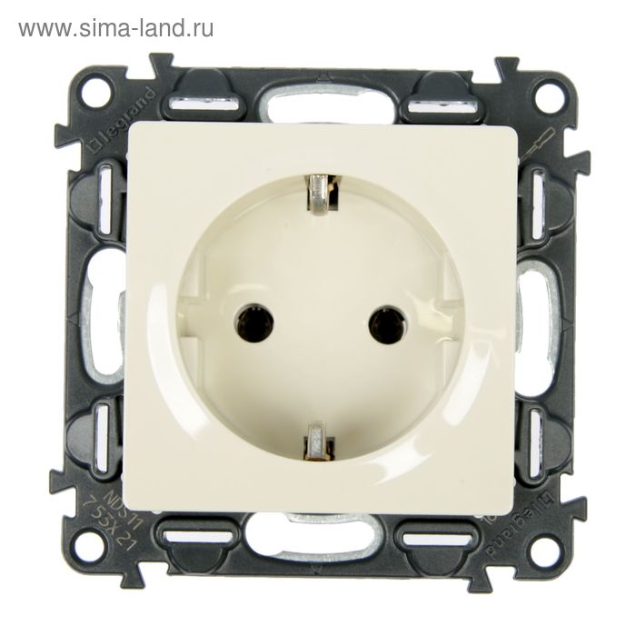 Розетка Legrand Valena LIFE 753521, 16 А, одноместная, скрытая, с з/к, слоновая кость - Фото 1