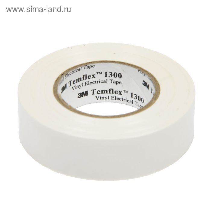 Изолента 3М Temflex 1300, ПВХ, 19 мм x 20 м, 130 мкм, белая - Фото 1
