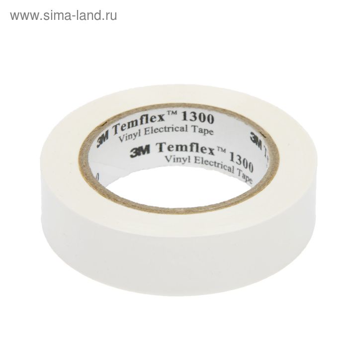 Изолента 3М Temflex 1300, ПВХ, 15 мм x 10 м, 130 мкм, белая - Фото 1