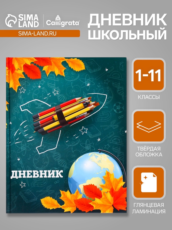 Дневник школьный для 1-11 классов, «Школа», твёрдая обложка 7БЦ, глянцевая ламинация, 40 листов