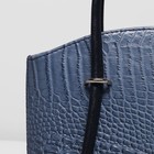 Сумка женская на молнии, 1 отдел, наружный карман, длинный ремень, цвет серо-синий - Фото 4