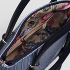 Сумка женская на молнии, 1 отдел, наружный карман, длинный ремень, цвет серо-синий - Фото 5