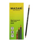 Карандаш чернографитный Mazari HB Maro М-6111, пластиковый, шестигранный с ластиком - Фото 2