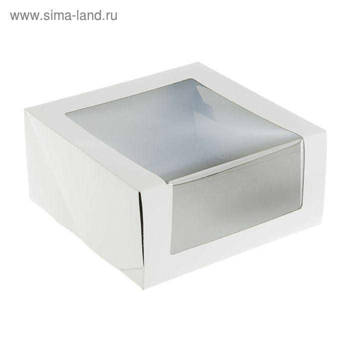 Кондитерская упаковка, короб белый  с окном 22,5 х 22,5 х 11 см - Фото 1