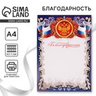 Благодарность А4 символика РФ, синяя, 157 г/м² - Фото 1