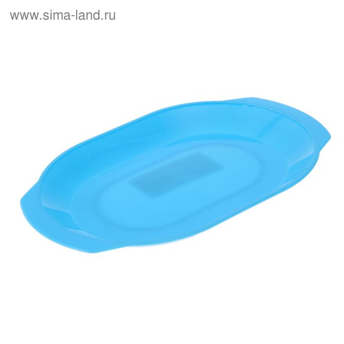 Тарелка овальная с ручками, цвет голубой - Фото 1