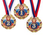 Медаль призовая 006 диам 7 см. 1 место, триколор. Цвет зол. С лентой - фото 317973402