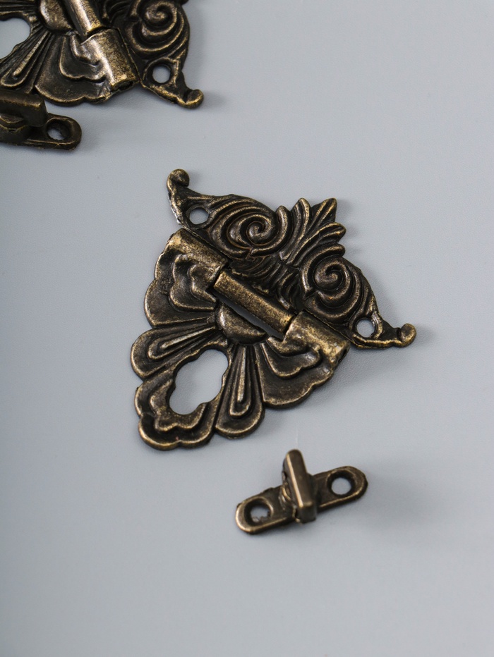 Замок для шкатулки металл «Узорная», набор 2 шт., 4.8×4.5 см - Фото 1