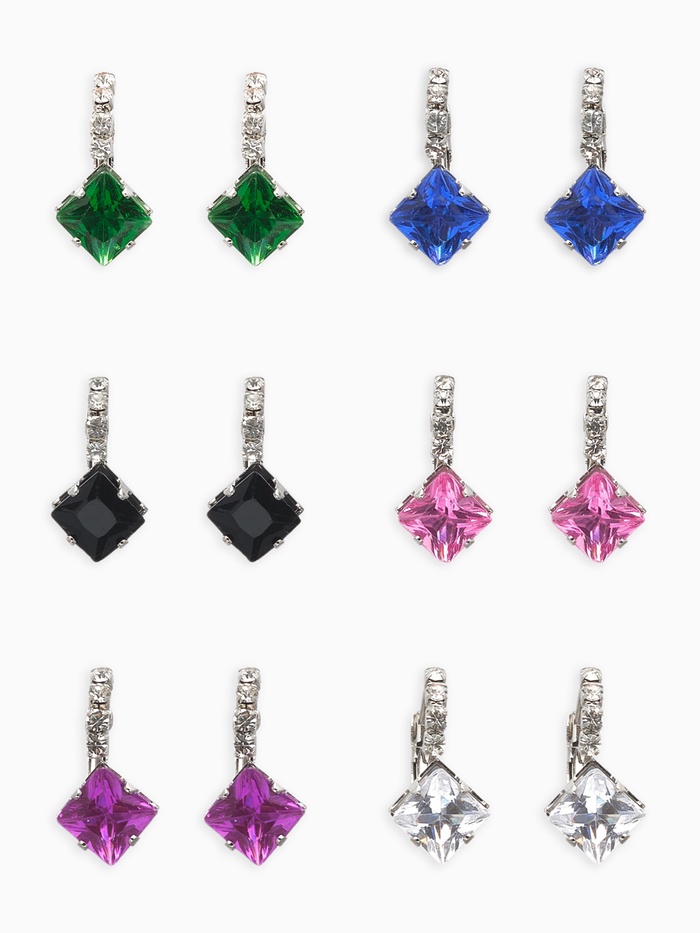 Серьги со стразами «Ромб», вечеринка, цвет МИКС - Фото 1