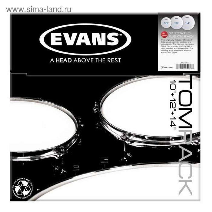 Пластик Evans ETP-G1CTD-F набор для том барабана Pack-Fusion 10", 12", 14" - Фото 1