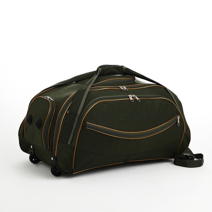 Сумка дорожная на колёсах 26", отдел на молнии, отдел для обуви, 3 наружных кармана, длинный ремень, цвет хаки - Фото 1
