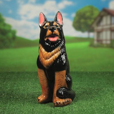 Садовая фигура "Овчарка", коричнево-чёрный цвет, керамика, 40 см