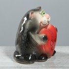 Копилка "Кот с сердцем", покрытие глазурь, серая, 16 см - Фото 2