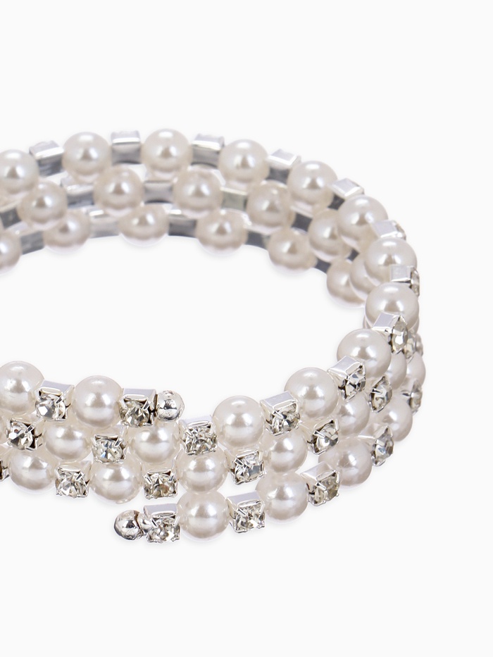 Браслет-пружинка «Жемчужинка» 3 ряда, шахматы, белый, d=6.5 см - Фото 1