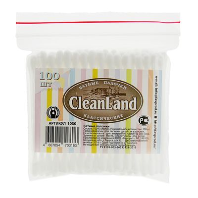 Ватные палочки CleanLand, 100 шт.