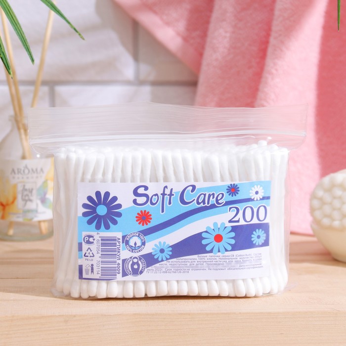 Ватные палочки Soft Care, 200 шт. - Фото 1