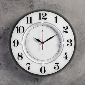 Часы настенные, серия: Классика, 'Рубин', плавный ход, d=34 см, белые