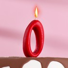 Свеча для торта цифра "Овал" "0", красная, 5,5 см - Фото 1