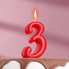 Свеча для торта цифра "Овал" "3", красная, 5,5 см - фото 317973727