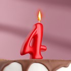 Свеча для торта цифра "Овал" "4", красная, 5,5 см - фото 8545888