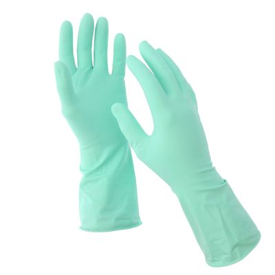 Перчатки хозяйственные резиновые размер S, лёгкие, прочные, пара, цвет зелёный
