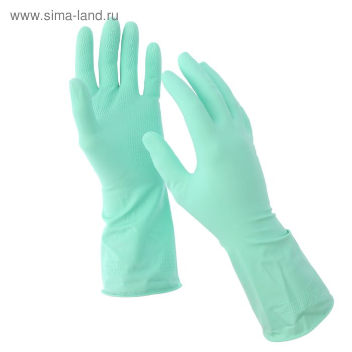Перчатки хозяйственные резиновые размер S, лёгкие, прочные, пара, цвет зелёный - Фото 1