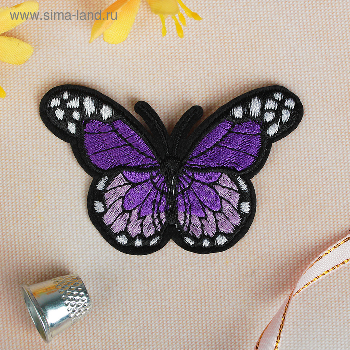 Термонаклейка "Бабочка", цвет чёрно-фиолетовый - Фото 1