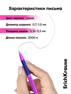 Ручка шариковая ErichKrause R-301 Neon Stick & Grip, узел 0.7-1.0 мм, чернила синие, резиновый держатель, длина линии письма 2000 метров, МИКС - Фото 3