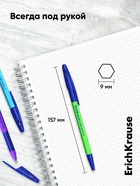 Ручка шариковая ErichKrause R-301 Neon Stick & Grip, узел 0.7-1.0 мм, чернила синие, резиновый держатель, длина линии письма 2000 метров, МИКС - Фото 8