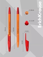 Ручка шариковая ErichKrause. R-301 Orange Stick & Grip, красный стержень, узел 0.7 мм, резиновый упор - Фото 6