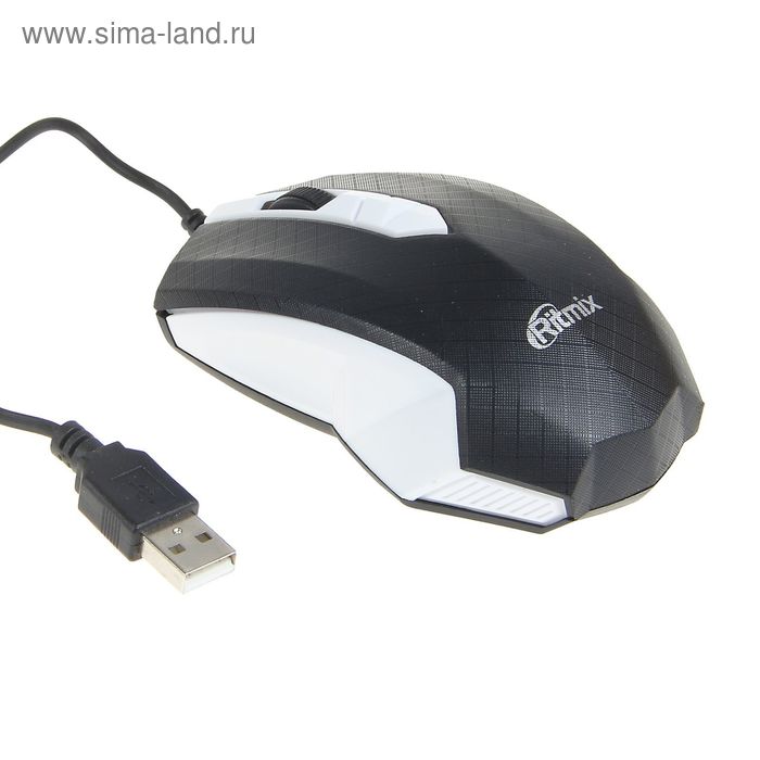 Мышь Ritmix ROM-202, проводная, оптическая, USB, 1000 dpi, белая - Фото 1