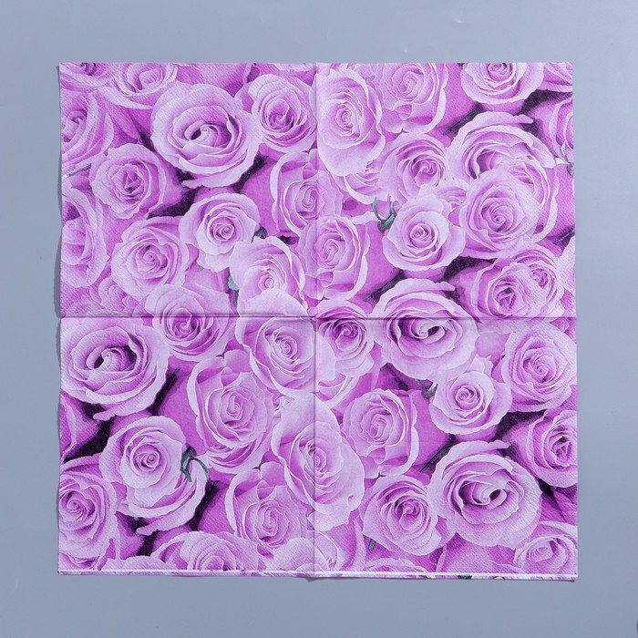 Салфетки бумажные «Розы», 33×33 см, набор 20 шт., цвет сиреневый - фото 1905303125