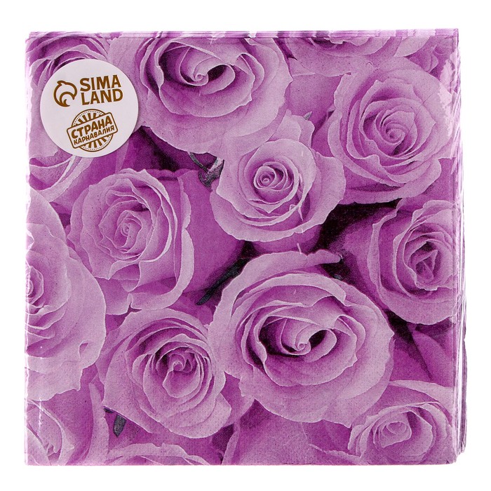 Салфетки бумажные «Розы», 33×33 см, набор 20 шт., цвет сиреневый - фото 1905303126