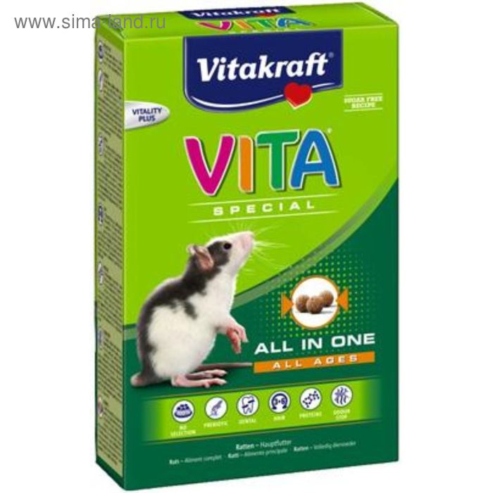 Корм VITAKRAFT VITA SPECIAL для крыс, 600 г - Фото 1