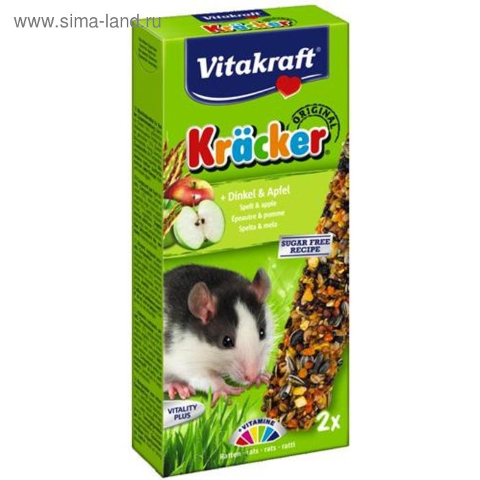Крекеры VITAKRAFT для крыс, кукуруза/фрукты, 2шт/упаковка - Фото 1