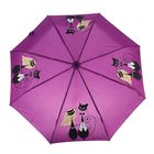 Зонт автоматический "Кошки", R=53см, цвет фуксия - Фото 1